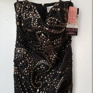 NWT Tony Bowls Black Strapless Formal Gown